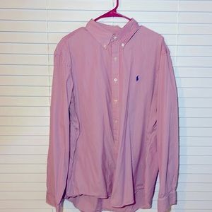 Polo red and white striped button down-good condition